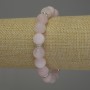 Rose Quartz Bracelet, smooth bead, diameter 10mm+/- with metal inserts, length 18cm+/- stretch