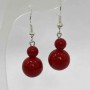 Earrings Coral (Imitation), smooth bead, diameter 6mm+- 12mm+-, length 37mm+