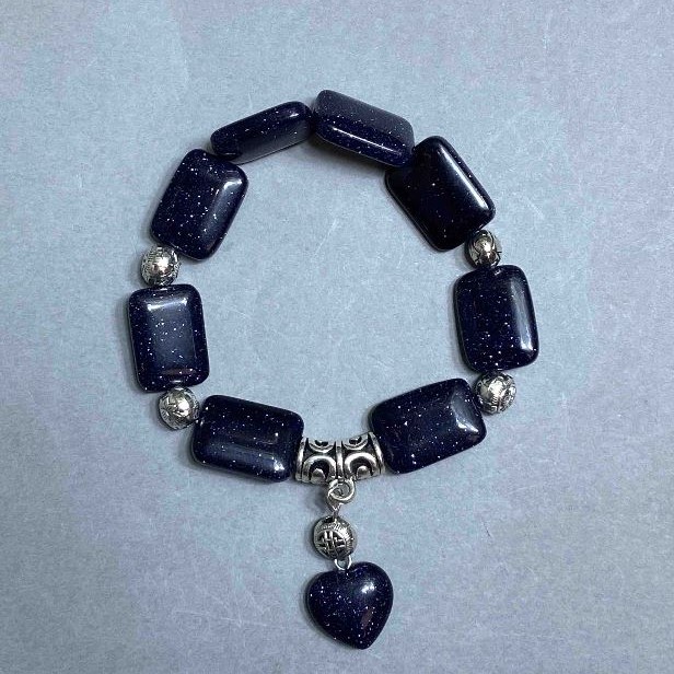 Bracelet Aventurine Cairo Night, rectangles 18x13mm+- with metal inserts, length 18cm+- stretch