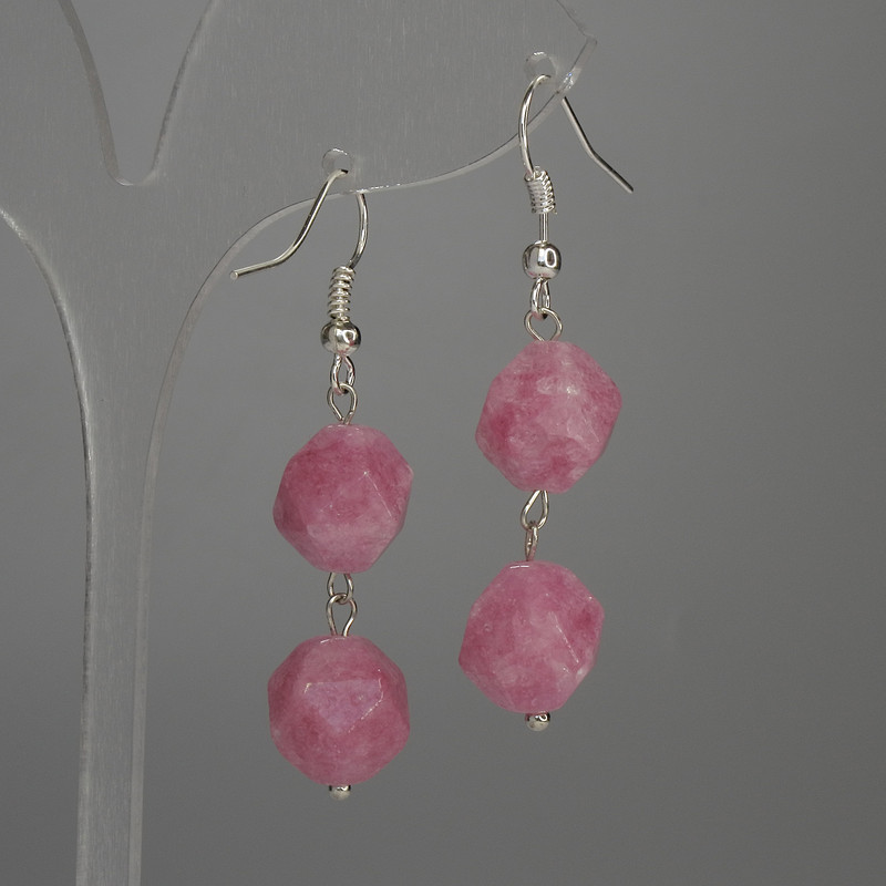 Tourmaline Faceted Bead Earrings, diameter 12mm+-, length 48mm+