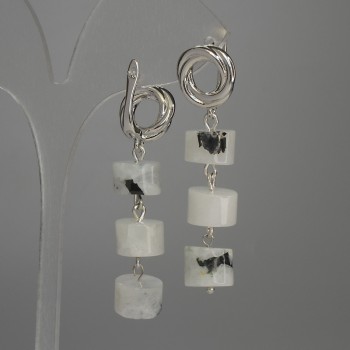 Adularia Rondelle Earrings, diameter 10×7 mm ±, length 50 mm ±
