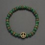Malachite Smooth Bead Bracelet, diameter 6mm+- with Metal Inserts, length 18cm+- stretch
