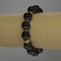 Garnet Bead Bracelet smooth round bead, diameter 12mm± with metal inserts, length 18cm stretch