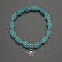 Aquamarine Grain Bracelet, diameter 12x8mm+/- with metal inserts, length 18cm+/- stretch
