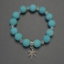 Aquamarine Bracelet, smooth round bead diameter 12mm+/- Czech Crystal rondelle 6x5mm+/-, length 18cm+/- stretch