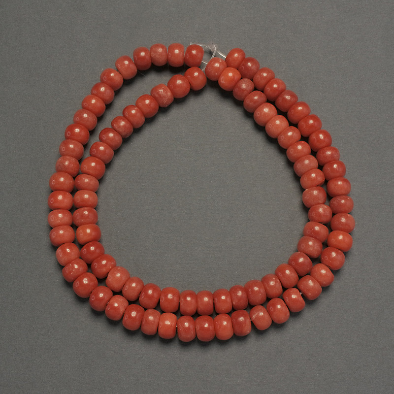 Orange Coral (Imitation) Smooth Rondelle Beads, diameter 6x4mm+-, length 40cm+- on fishing line