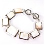 Clearance. Mother-of-Pearl Bracelet Smooth Setting Rectangular Stone 18*22+15*20mm, length 18-21cm