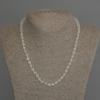 Topaz and Rock Crystal Necklace, faceted bead, diameter 6mm+/-, length 45cm+/- with clasp