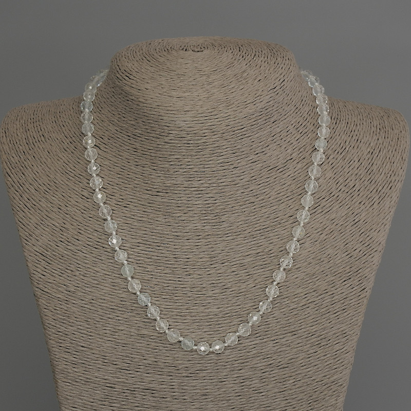 Topaz and Rock Crystal Necklace, faceted bead, diameter 6mm+/-, length 45cm+/- with clasp