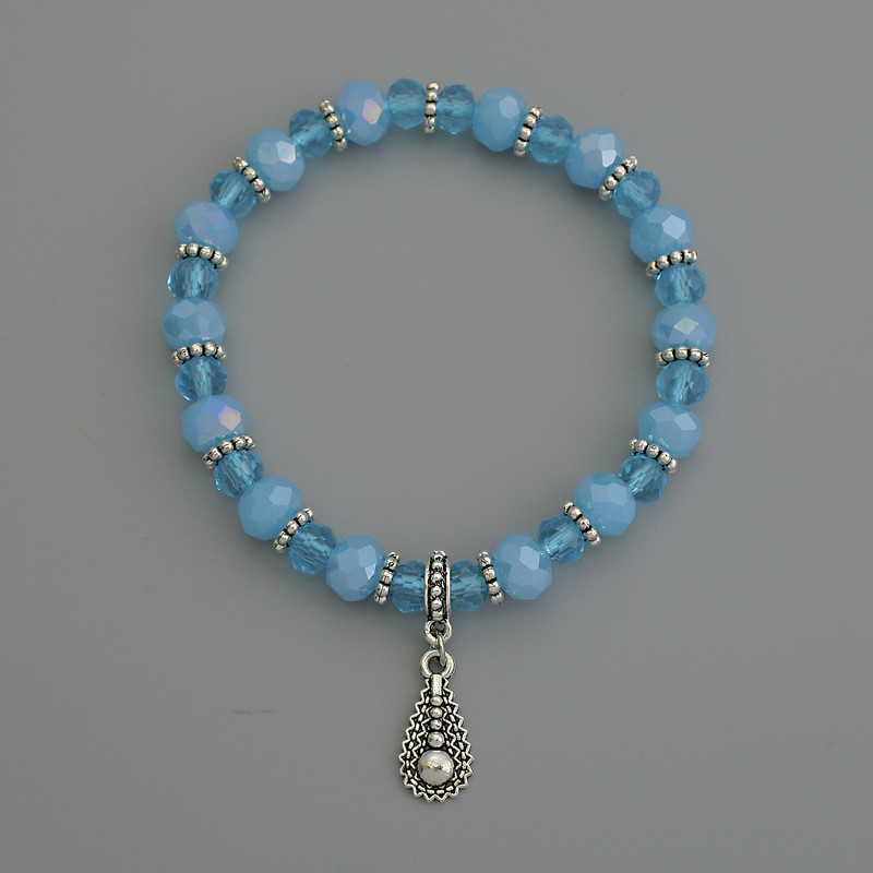 Czech Crystal Rondelle Bracelet, diameter 8x6mm+/- 6x5mm+/- with metal inserts, length 18cm stretch