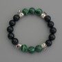 Assorted Stones Bracelet, smooth round beads, diameter 10mm+/- with metal inserts, length 18cm stretch