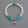Assorted Stones Bracelet, smooth round beads, diameter 10mm+/- with metal inserts, length 18cm stretch