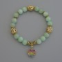 Amazonite Smooth Bead Bracelet, diameter 8mm+/- Cloisonné 10mm+/- with metal inserts, length 18cm+/- stretch