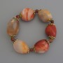 Clearance! Carnelian Tumbled Bracelet, diameter 23x20mm+/- faceted bead 6mm+/-, length 18cm stretch