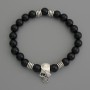 Agate (Pressed) Bracelet, bead, diameter 10mm+/-, with metal inserts, length 18cm stretch