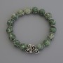 Moss Agate Bead Bracelet, diameter 10mm+/- with metal inserts, length 18cm stretch