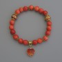 Orange Coral (Imitation) Bracelet, smooth bead, diameter 8mm+/-, Cloisonné 10mm+/-, with metal inserts, length 18cm stretch