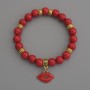 Coral (Artificial) Bracelet, smooth bead, diameter 8mm+/- with metal inserts, length 18cm stretch