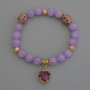 Lavender Amethyst Smooth Bead Bracelet, diameter 8mm+/- Cloisonné 10mm+/- 5.5mm+/- charm, length 18cm+/- stretch
