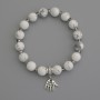 Cacholong Bracelet, bead diameter 8mm+/-, Czech crystal rondelle 3.5x3mm+/-, length 18cm+/- stretch