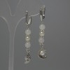 White Quartz Earrings, round beads, diameter 6mm+/- with faux pearl 6mm+/-, length 56mm+