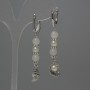White Quartz Earrings, round beads, diameter 6mm+/- with faux pearl 6mm+/-, length 56mm+
