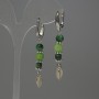 Onyx Bead Earrings, diameter 6mm+/- Cat's Eye faceted cube 4mm+/- bead 6mm+/-, length 54mm+