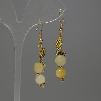 Citrine Faceted Coin Earrings, diameter 8mm+/- Mother-of-Pearl bead 8mm+/-, length 50mm+