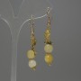 Citrine Faceted Coin Earrings, diameter 8mm+/- Mother-of-Pearl bead 8mm+/-, length 50mm+