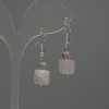 Rose Quartz Earrings, rectangle 10x10mm+/- with faceted Czech crystal rondelle 6x5mm+/-, length 33mm+