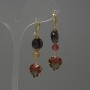Tourmaline Earrings, faceted coin 10mm+/-, faceted bead diameter 6mm+/-, crystal in setting 12mm+/-, length 51mm+