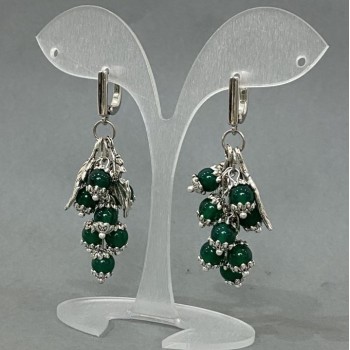 Cat's Eye Cluster Earrings, round bead 6mm+/-, length 57mm+