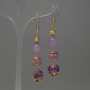 Lavender Amethyst Earrings, bead diameter 8mm+/-, Cloisonné 10mm+/-, crystal in setting 12mm+/-, length 65mm+