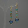 Aquamarine Faceted Rhombus Earrings, diameter 7x5mm+/- Cloisonné 7mm+/- crystal in setting 12mm+/-, length 50mm+