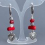 Coral Earrings with metal inserts, length 57mm+