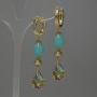 Aquamarine Nugget Earrings, diameter 12mm+/- Cloisonné 7mm+/- crystal in setting 14x10mm+/-, length 58mm+