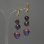 Amethyst Earrings, faceted bead diameter 8mm+/- 9mm+/-, crystal in setting 12mm+/-, length 56mm+
