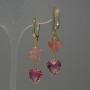 Chalcedony Clover Earrings, diameter 13mm+/- pink crystal in setting 13mm+/-, length 53mm+