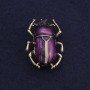 Brooch Scarab Beetle Purple Enamel Gold-Tone Metal 24x33mm+
