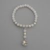 White Quartz Bracelet, smooth beads, diameter 6mm+/- with metal inserts, length 18cm+/- stretch