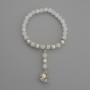 White Quartz Bracelet, smooth beads, diameter 6mm+/- with metal inserts, length 18cm+/- stretch