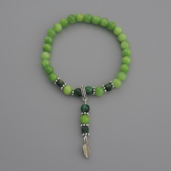 Acrylic Bracelet, smooth beads, diameter 6mm+/-, Cat's Eye bead 5mm+/-, cube 4mm+/-, length 18cm+