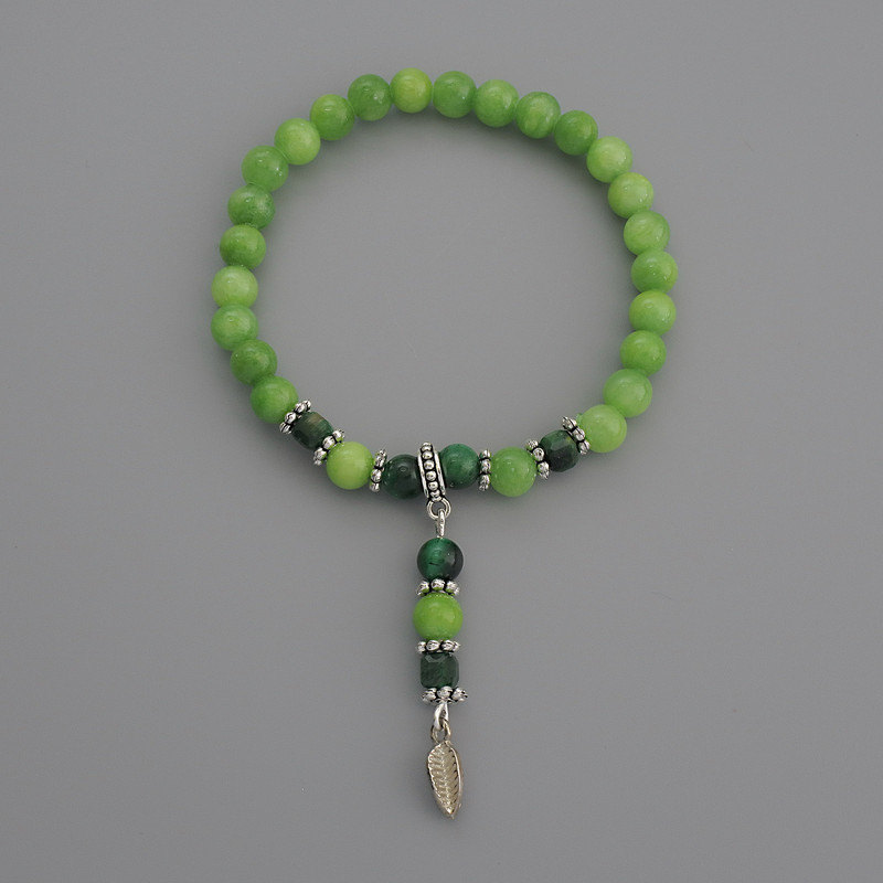 Acrylic Bracelet, smooth beads, diameter 6mm+/-, Cat's Eye bead 5mm+/-, cube 4mm+/-, length 18cm+