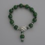 Bracelet Chrysoprase Smooth Round Bead, diameter 10mm+- Cat's Eye Faceted Cube 4mm+-, length 18cm stretch