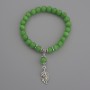 Bracelet Green Cat's Eye Smooth Round Bead, diameter 7mm+-, length 18cm+- stretch