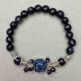Aventurine "Night of Cairo" Bracelet, faceted beads, diameter 8mm+/-, geode 13mm+/-, length 18cm stretch