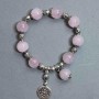 Bracelet Rose Quartz Round Bead, diameter 12mm+- with Metal Inserts, length 18cm+- stretch