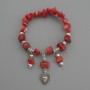 Bracelet Mother-of-Pearl Tumbled Bead, diameter 6x8mm+- Coral Column 12x7mm+-, length 18cm stretch