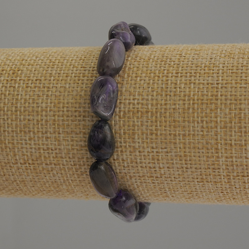 Amethyst Bracelet, tumbled beads, diameter 14x9mm+/-, length 18cm+/- stretch