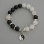 Assorted Bracelet, smooth beads, diameter 10mm+/- with metal inserts, length 18cm stretch